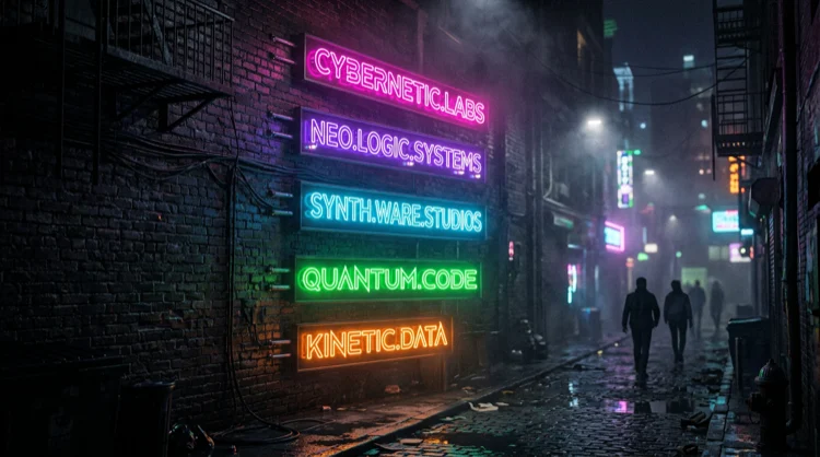 Neonreclames in de stijl van softwarestudio’s voor casinospellen tegen een donkere muur.